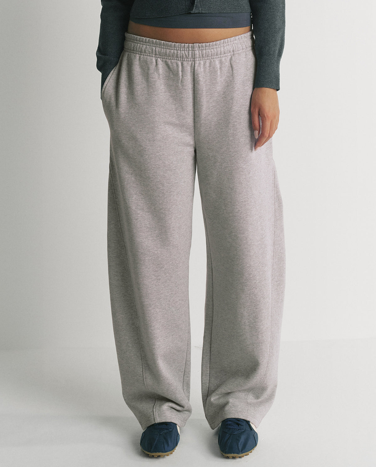 Barrel Leg Sweatpants - Heather Grey