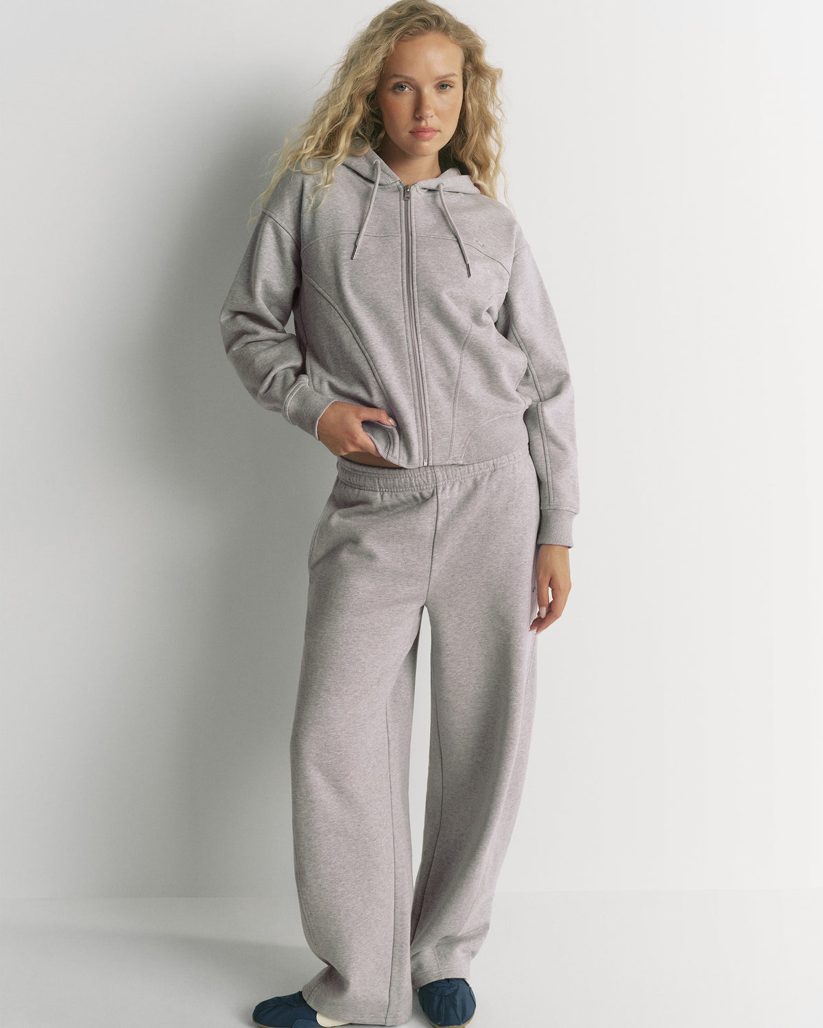 Relaxed Zip Through Hoodie - Heather Grey