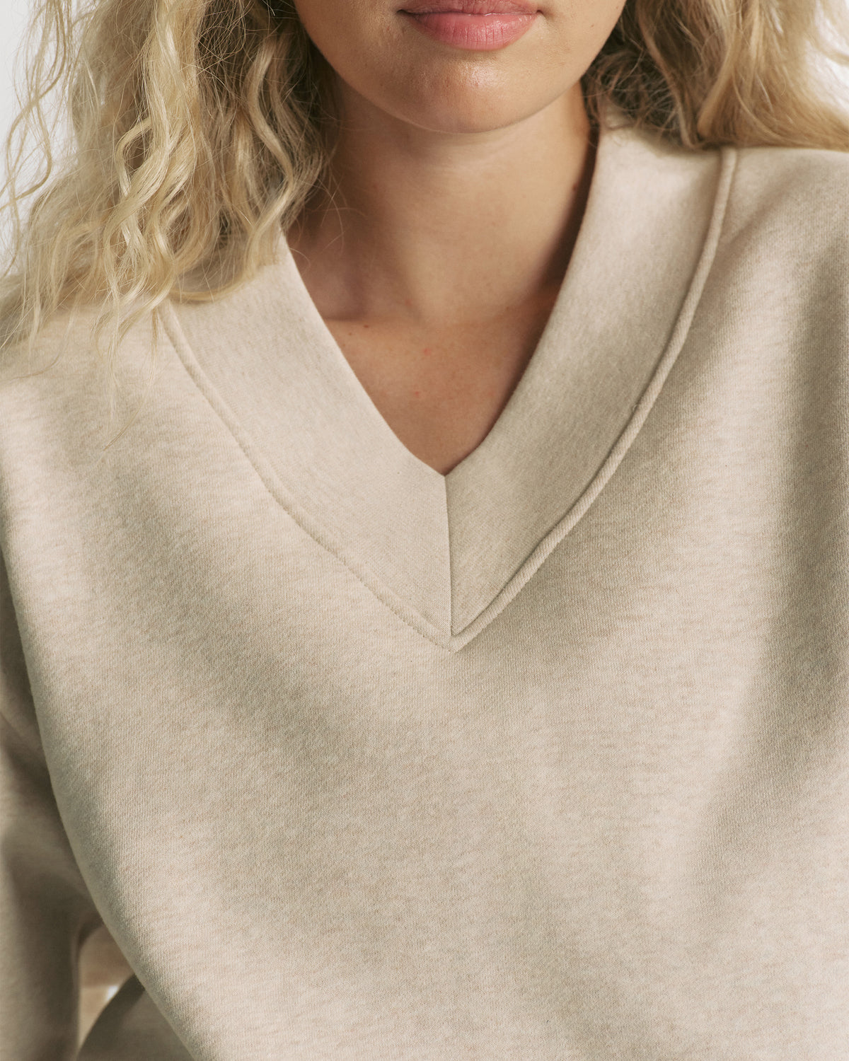 Studio V-Neck Relaxed Sweatshirt - Oatmeal Marl