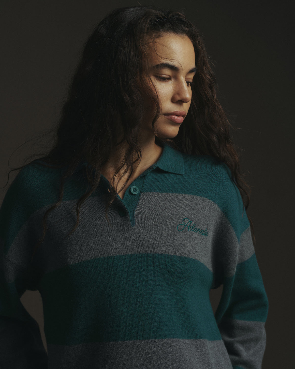 Knit Stripe Rugby Top - Ivy Green
