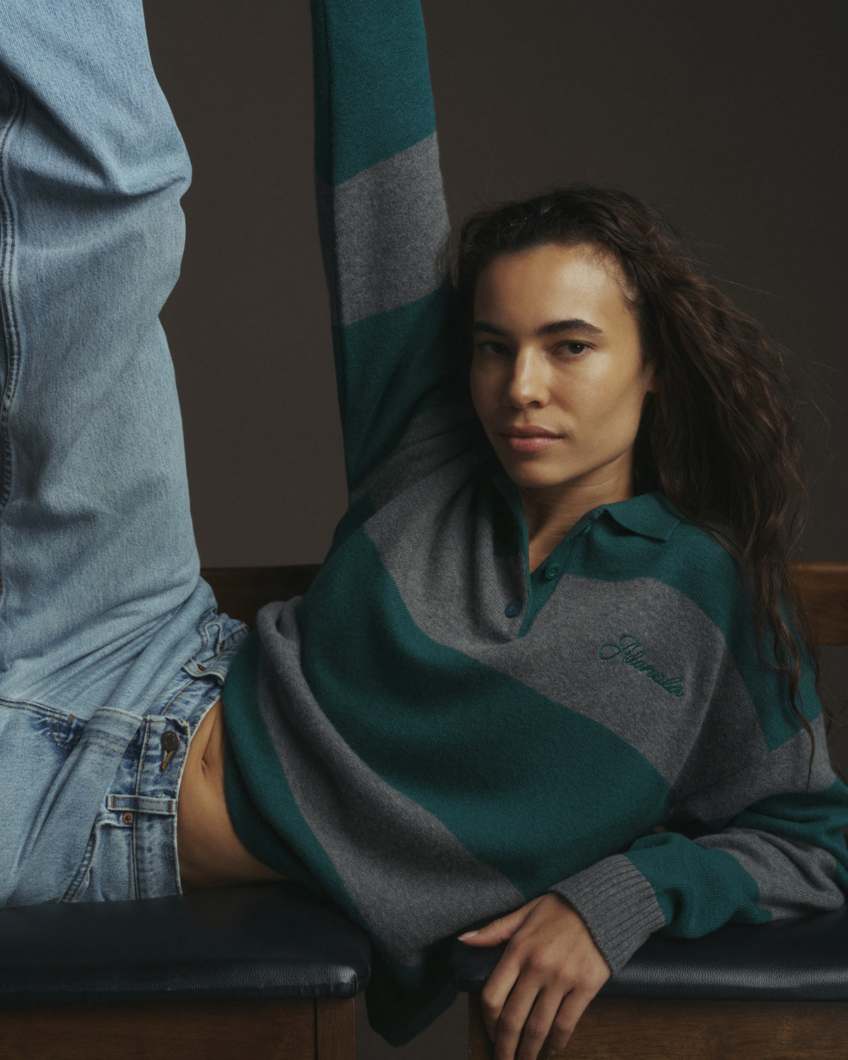 Knit Stripe Rugby Top - Ivy Green