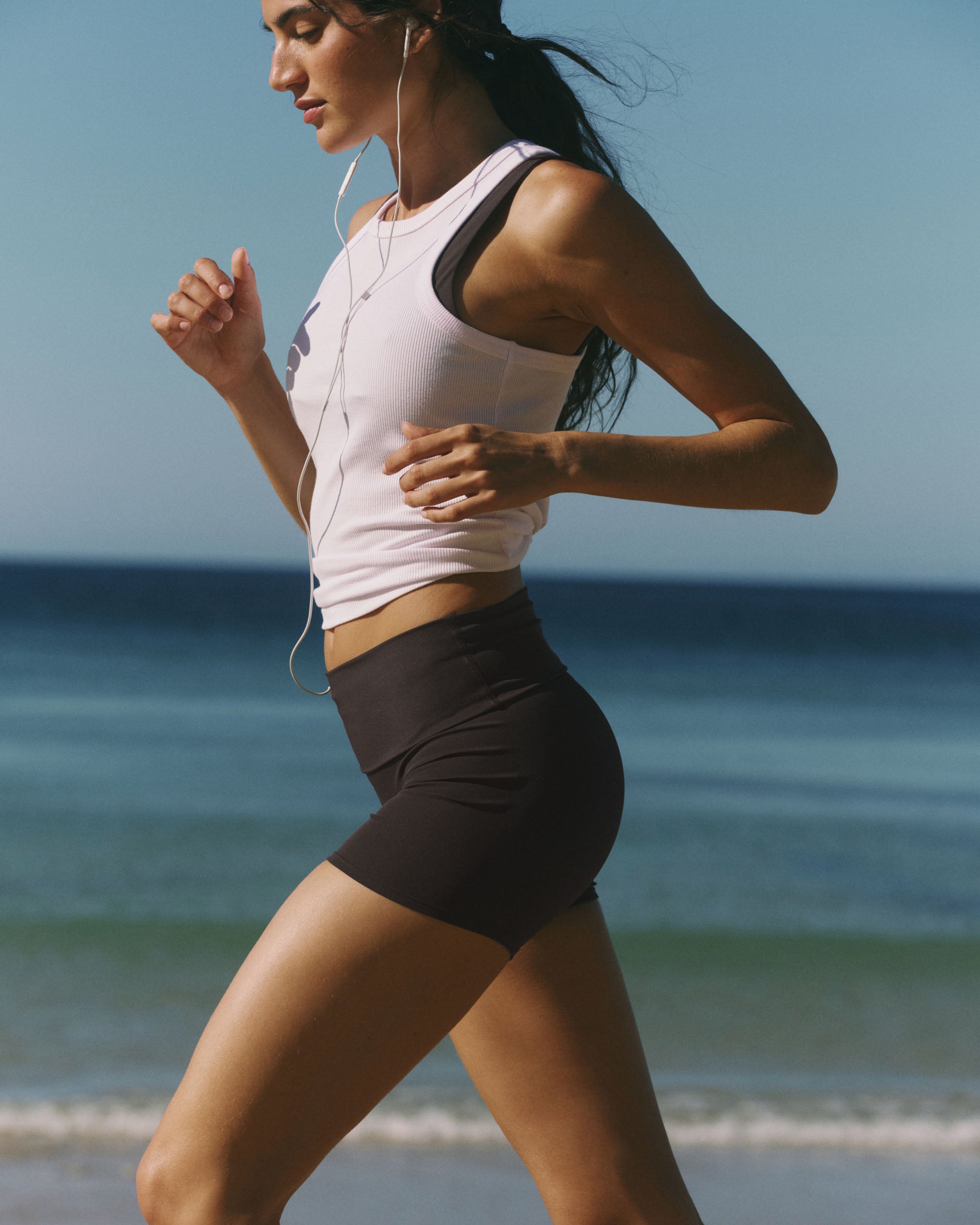 Fold Over Crop Yoga Shorts - Coffee Bean