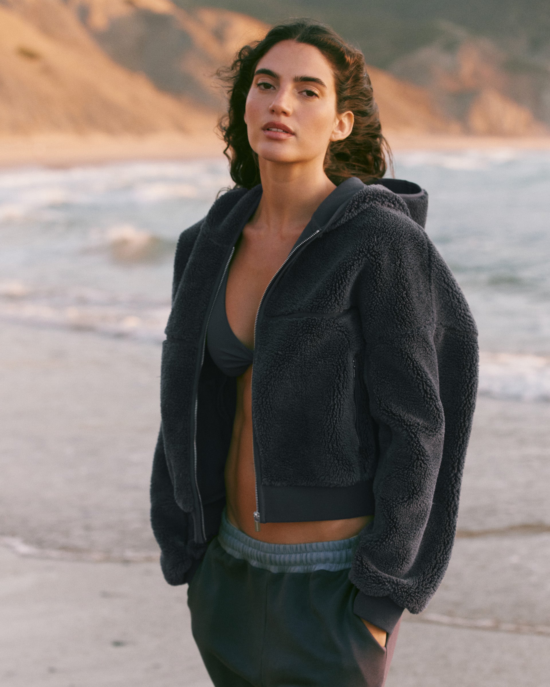 Cropped Hooded Fleece - Midnight Blue