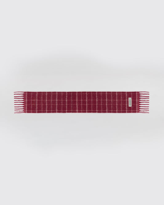 Brushed Checked Scarf - Berry Red