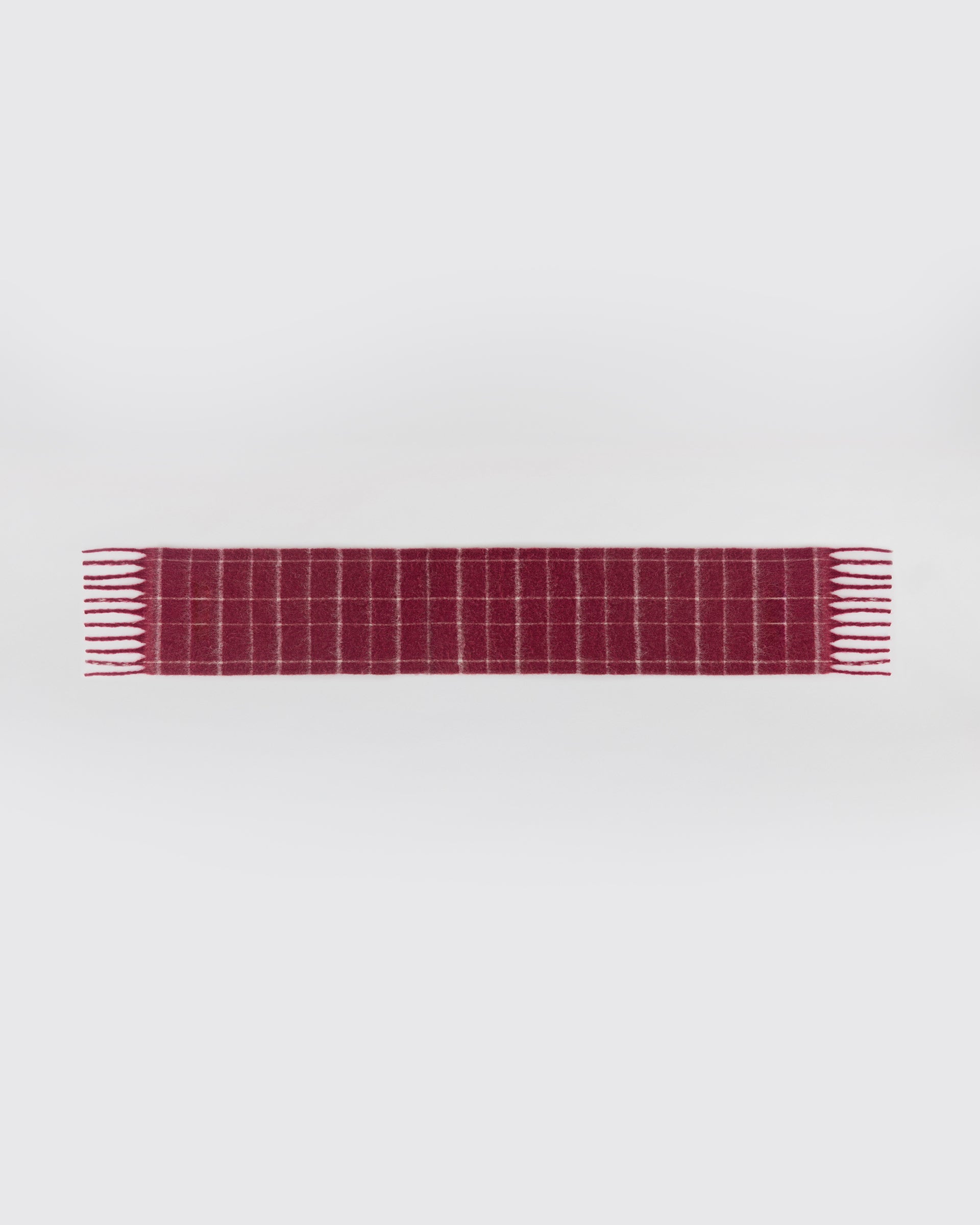 Brushed Checked Scarf - Berry Red