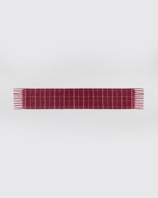 Brushed Checked Scarf - Berry Red