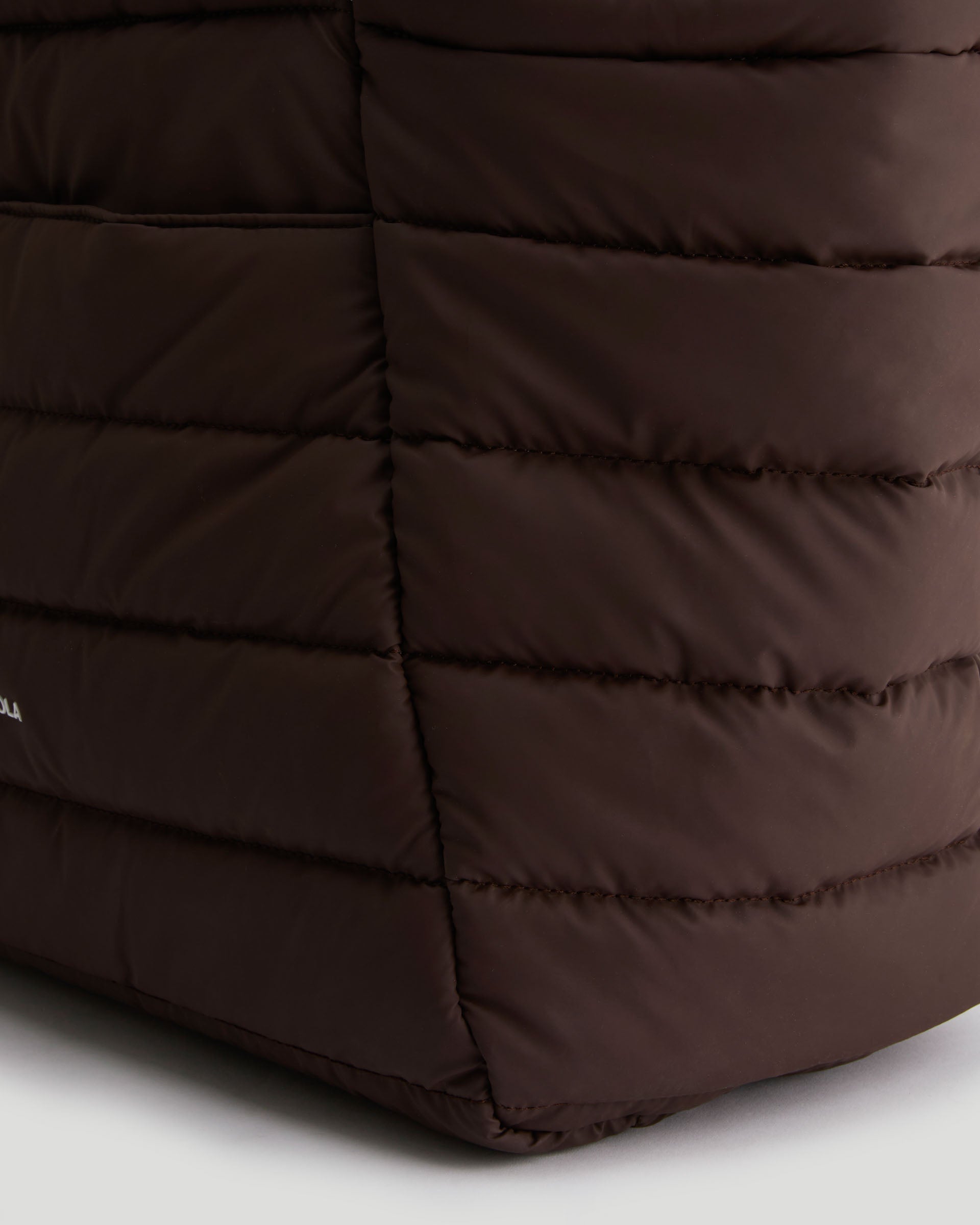 Coated Quilted Tote Bag - Chocolate Brown
