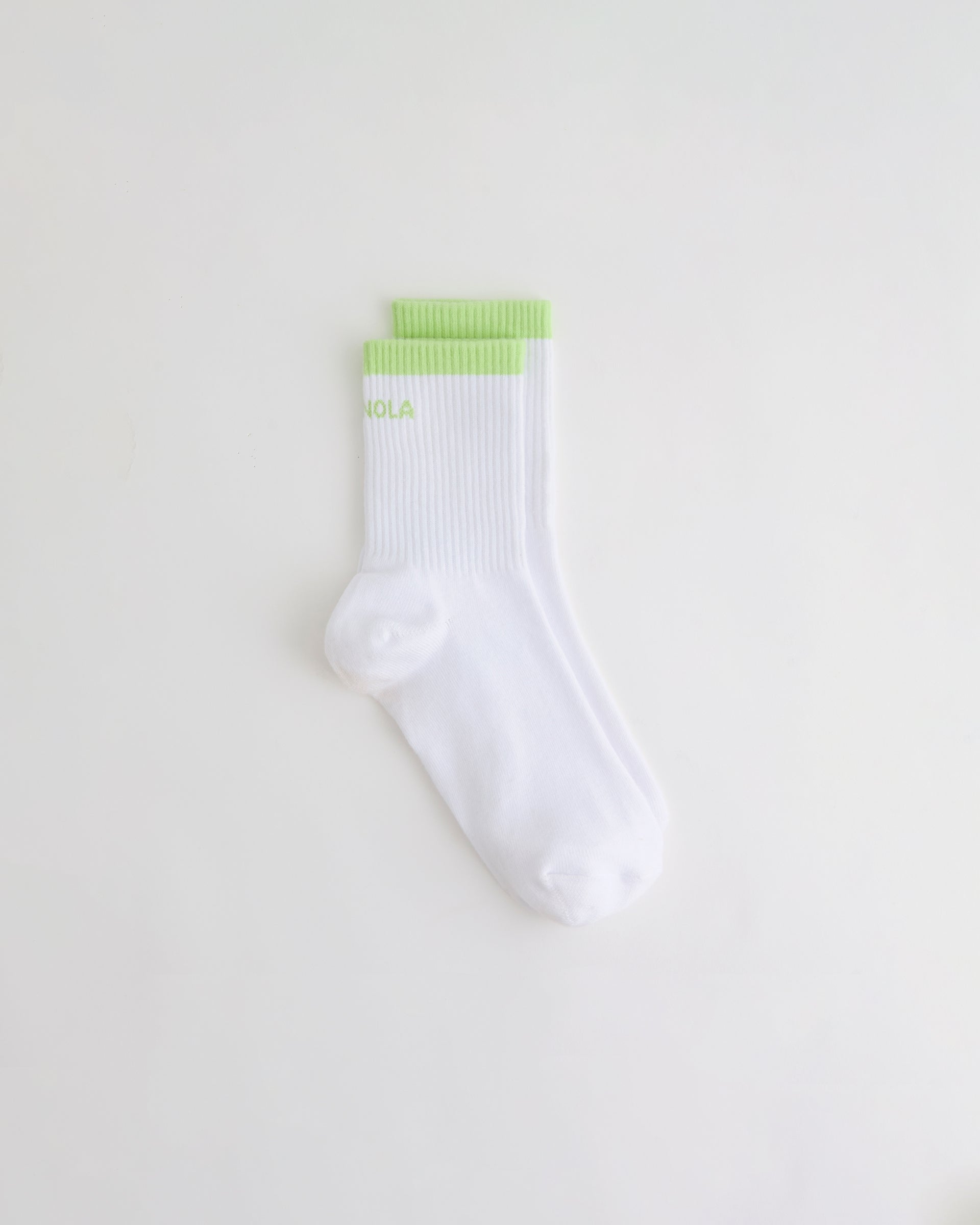Single Stripe Socks - White/Washed Lime Green