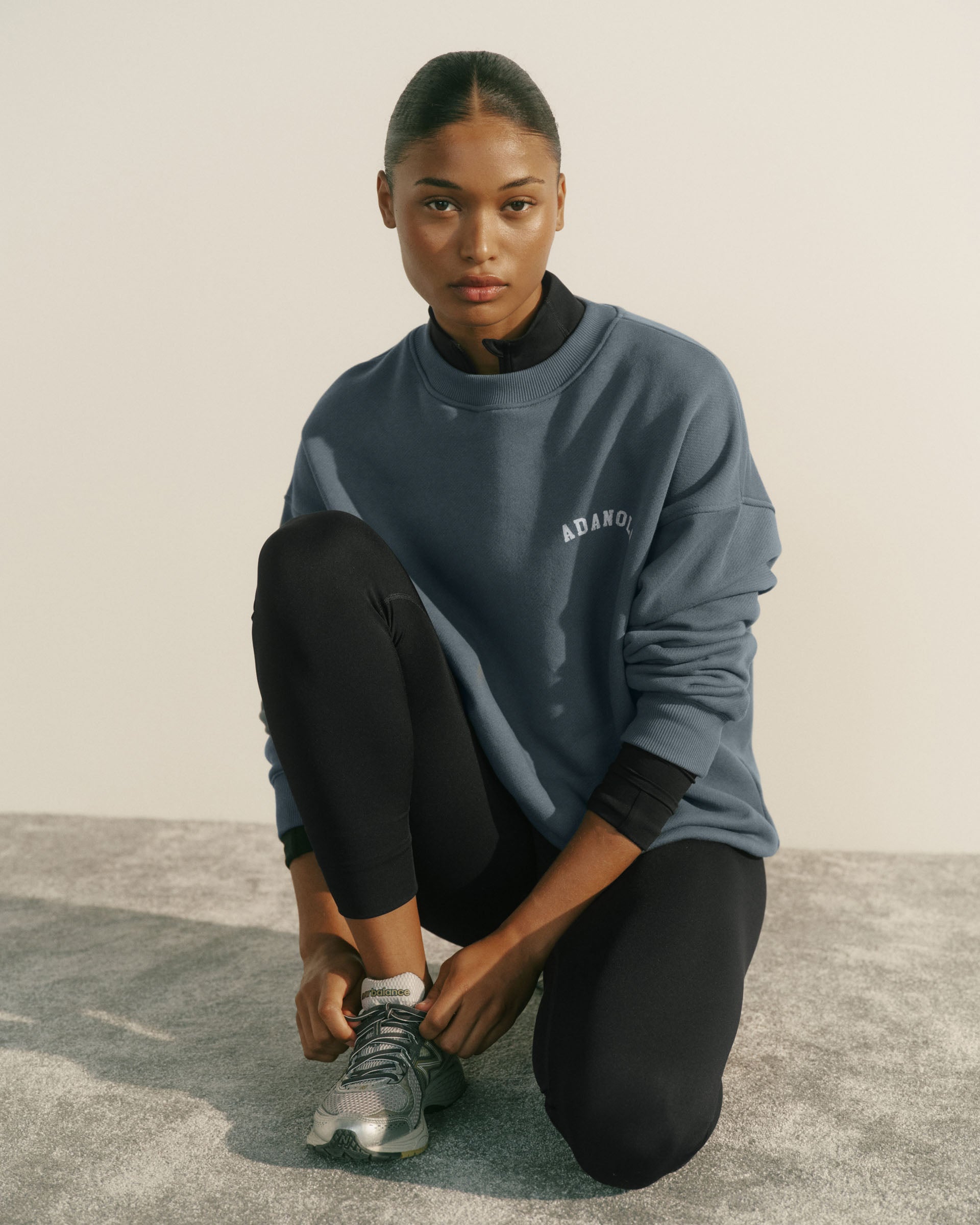 Classic Adanola Oversized Sweatshirt - Storm Blue/Marshmallow White