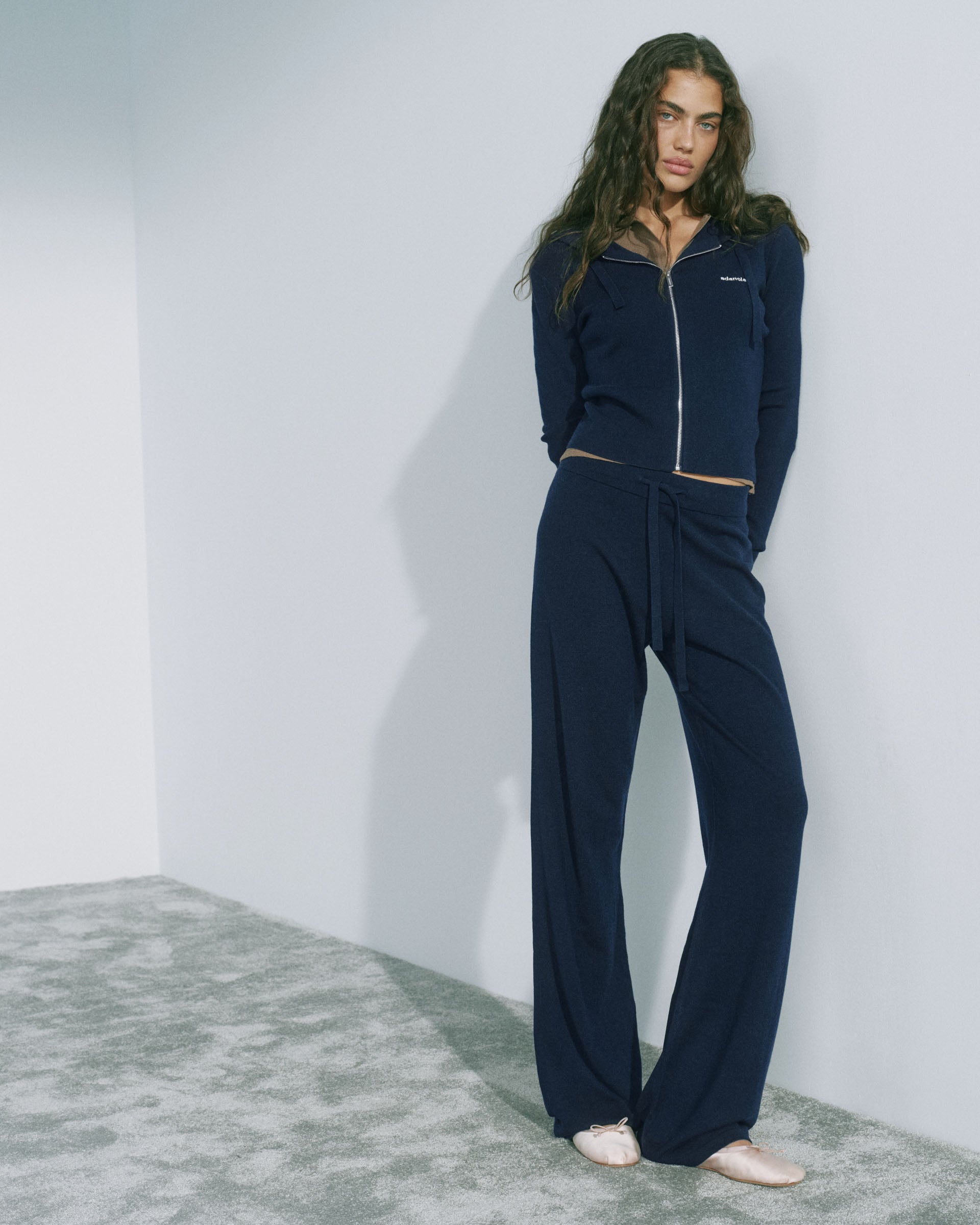 Adanola Knit Straight Leg Trousers - Navy Blue