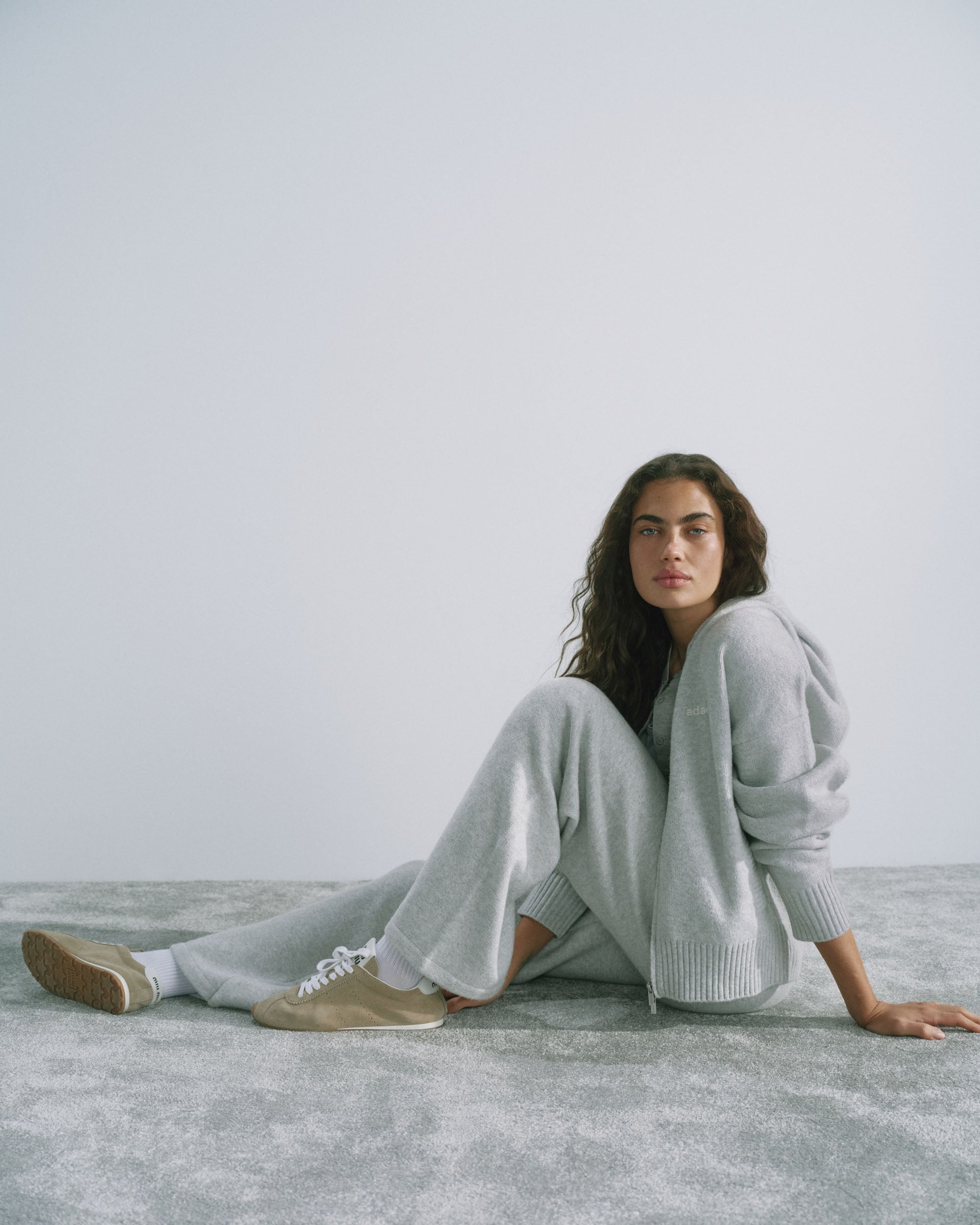 Knit Straight Leg Sweatpants - Light Grey Melange