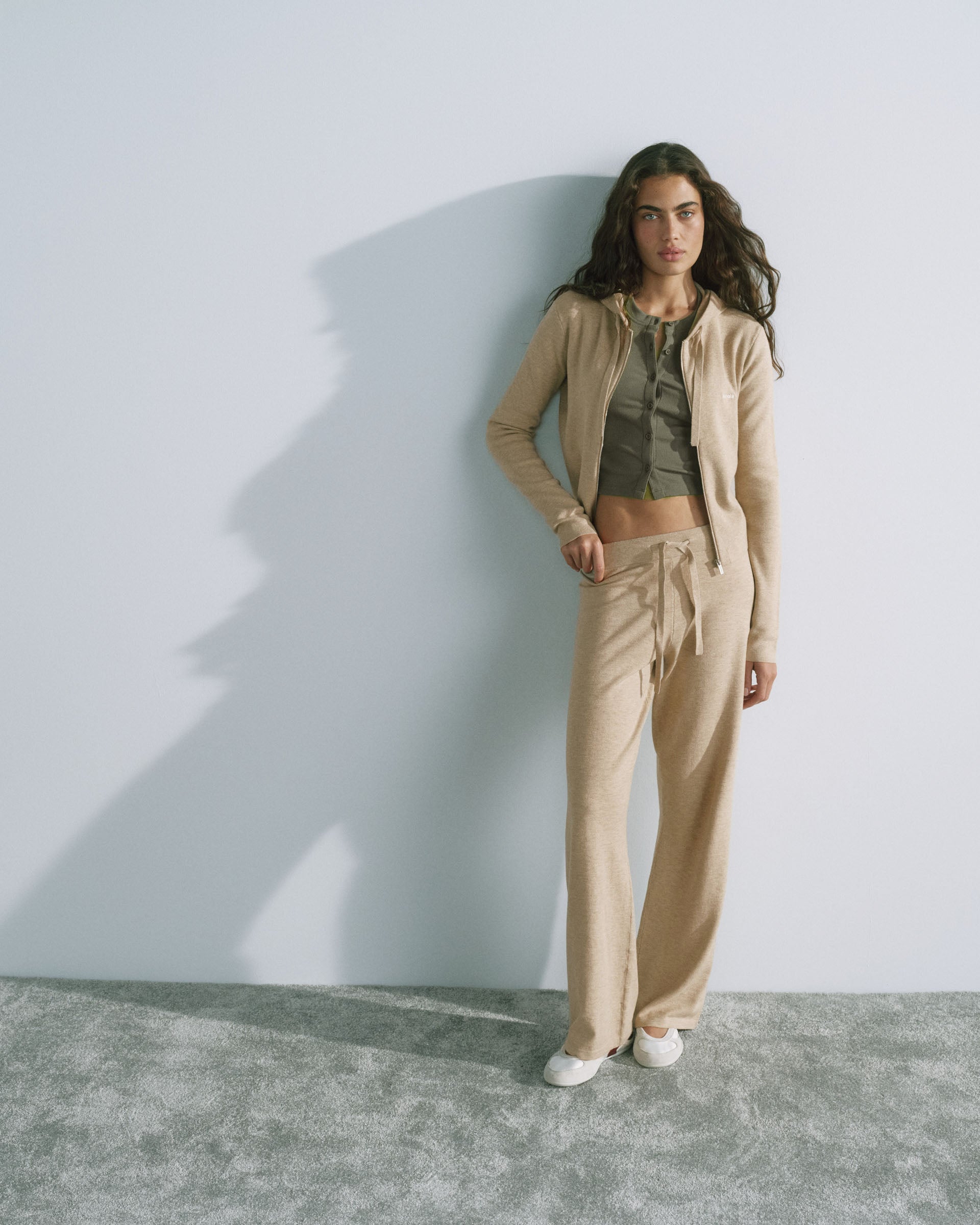 Adanola Knit Straight Leg Trousers - Oatmeal