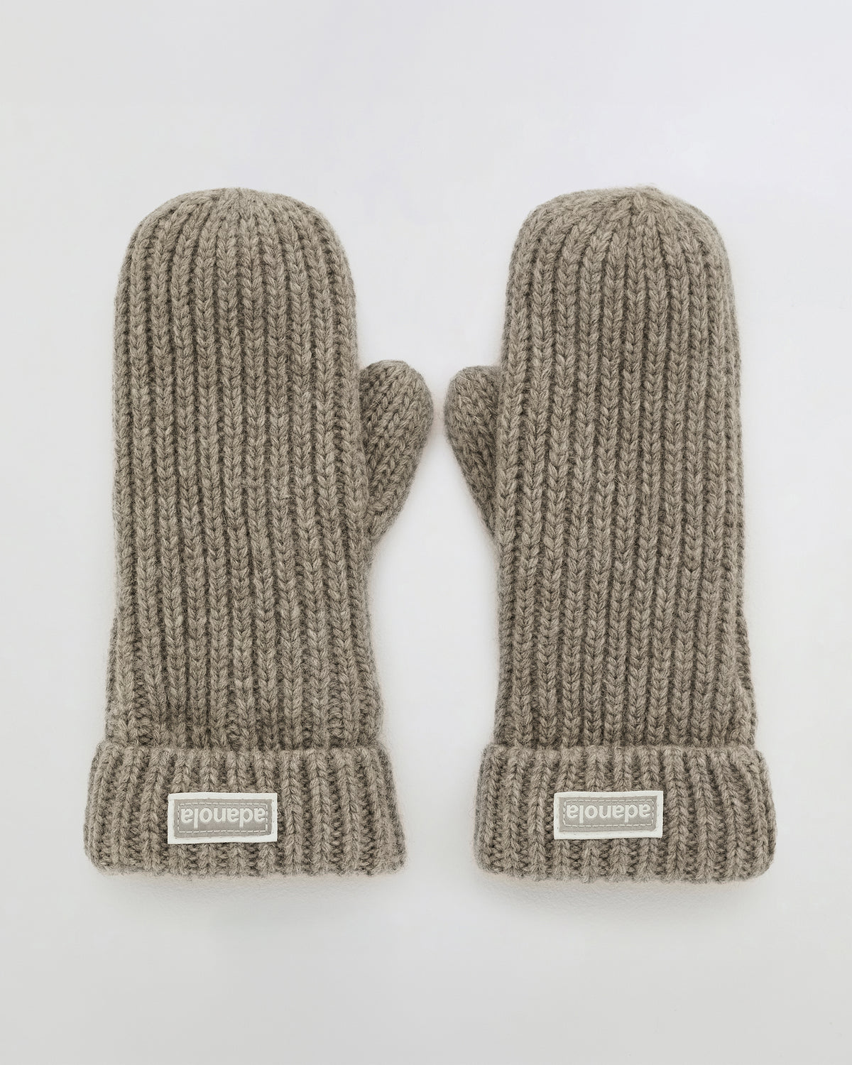 Rib Knit Fleece Lined Mittens - Stone Marl