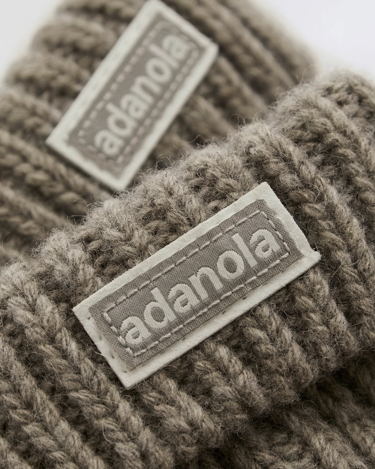 Rib Knit Fleece Lined Mittens - Stone Marl