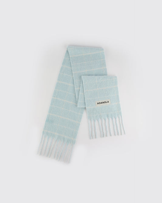 Brushed Checked Scarf - Light Blue