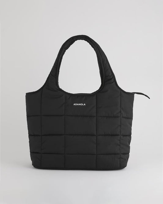 Quilted Nylon Shoulder Bag - Black