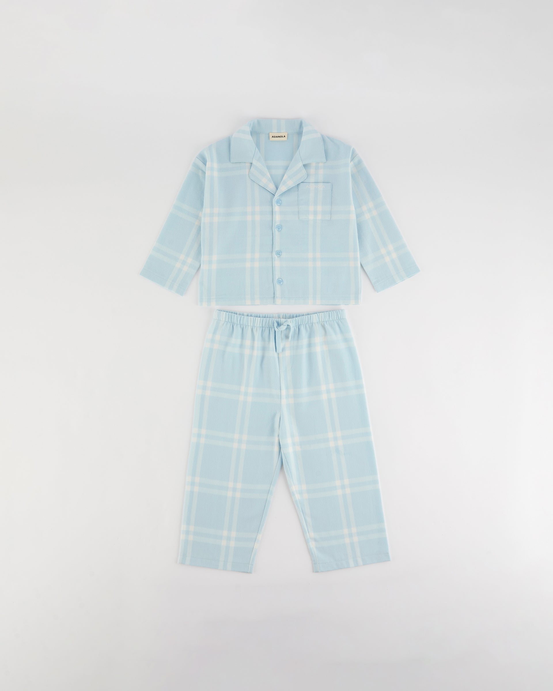 Mini Brushed Checked Pyjamas - Light Blue