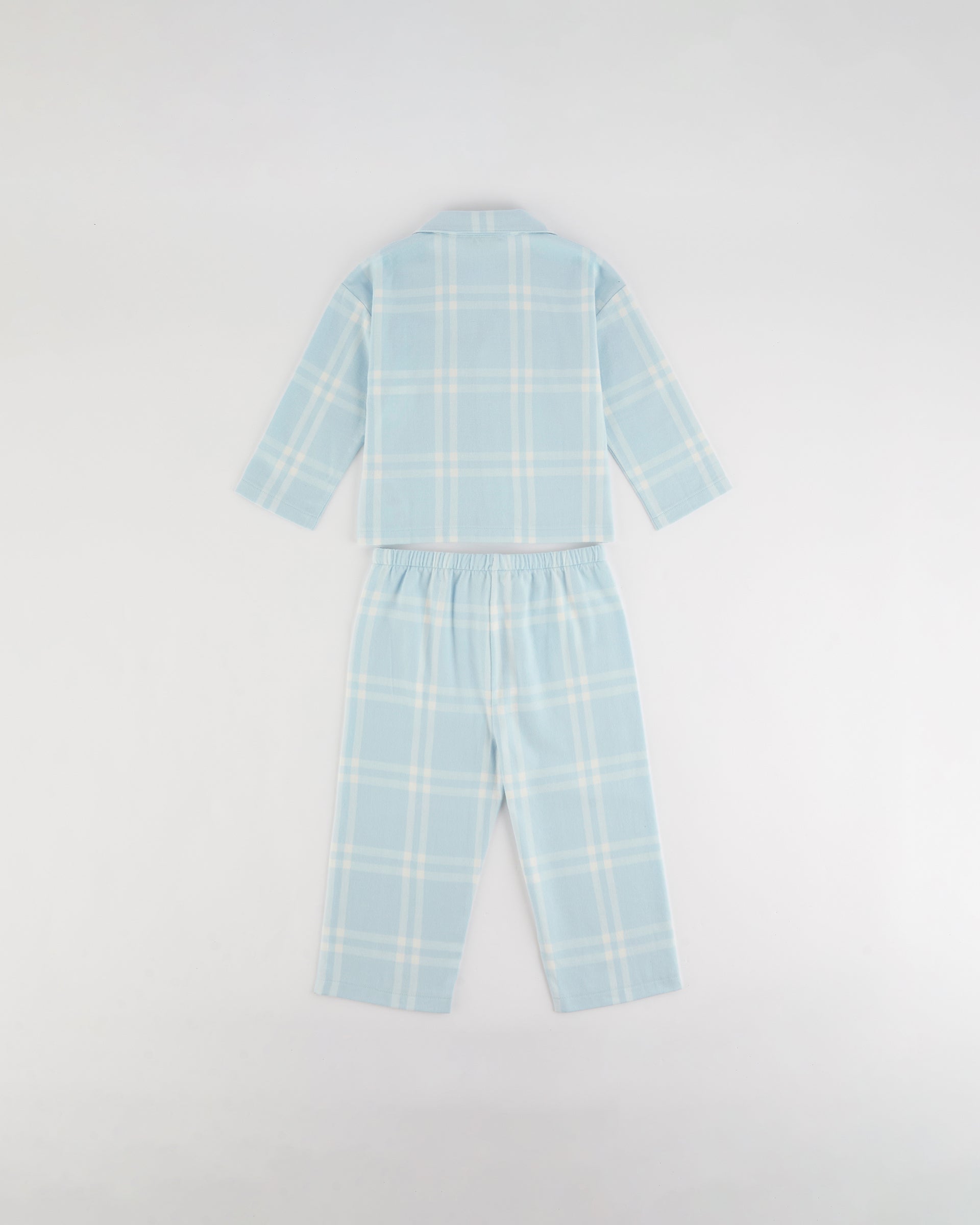 Mini Brushed Checked Pyjamas - Light Blue