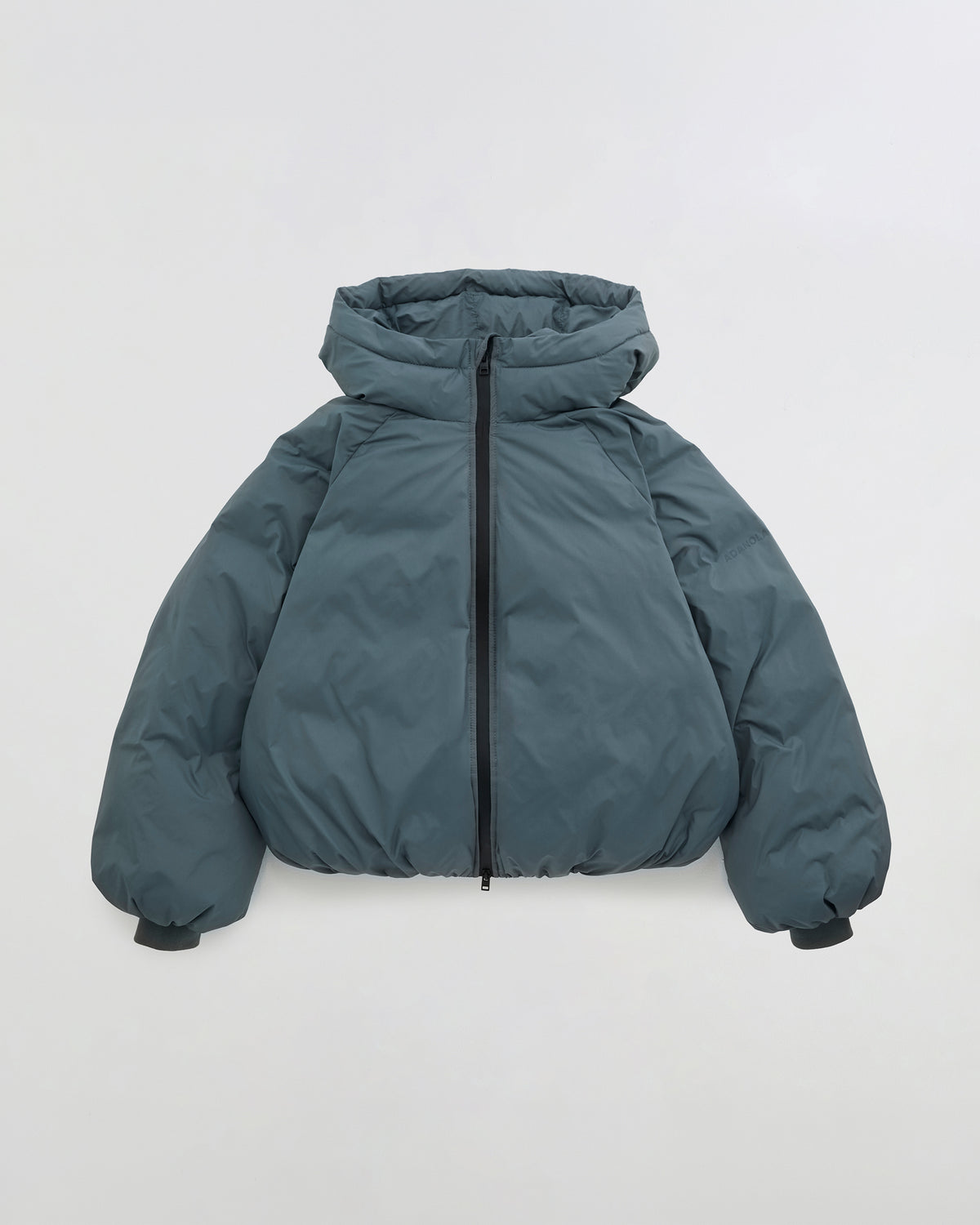 Funnel Neck Balloon Sleeve Down Puffer Jacket - Storm Blue