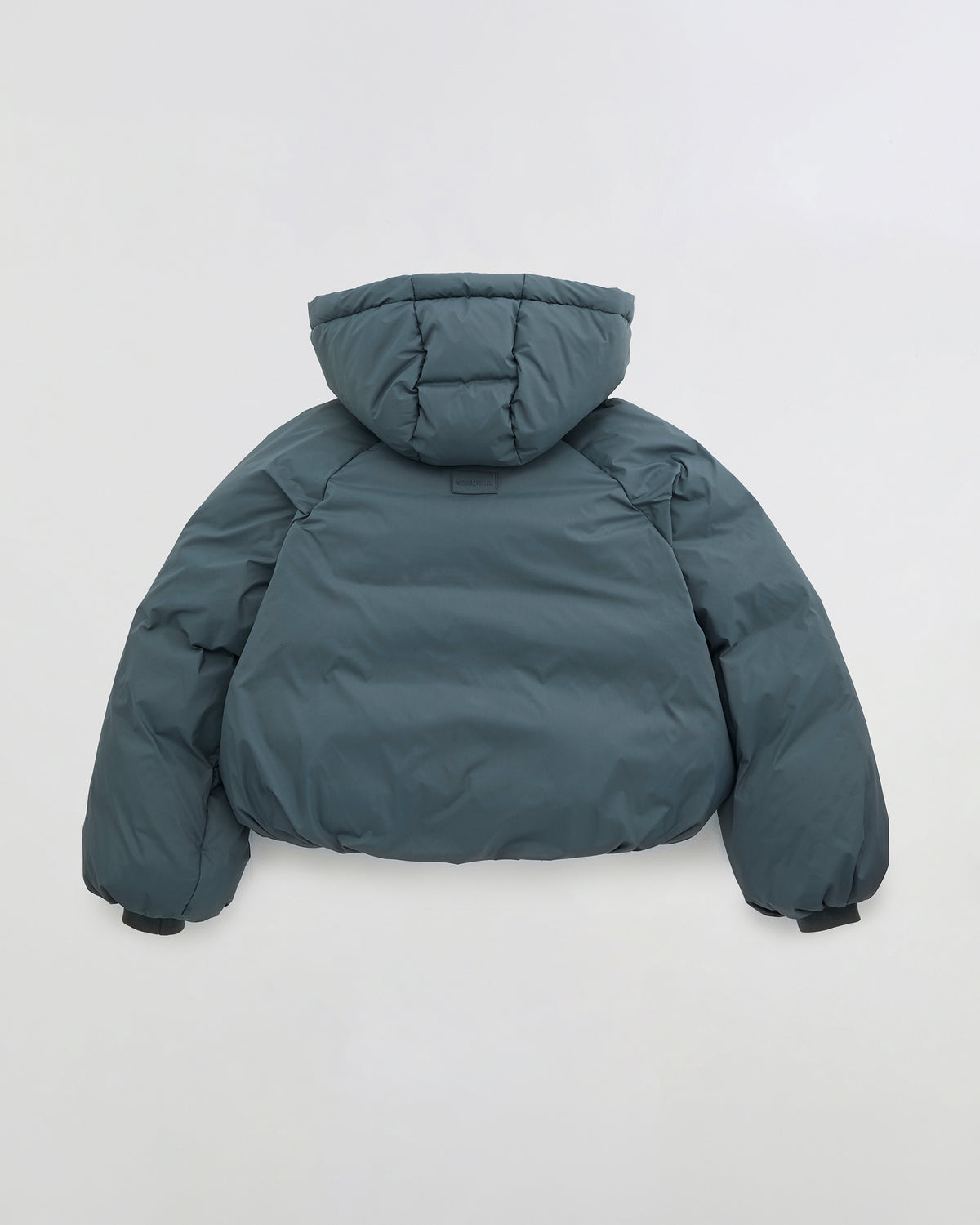 Funnel Neck Balloon Sleeve Down Puffer Jacket - Storm Blue