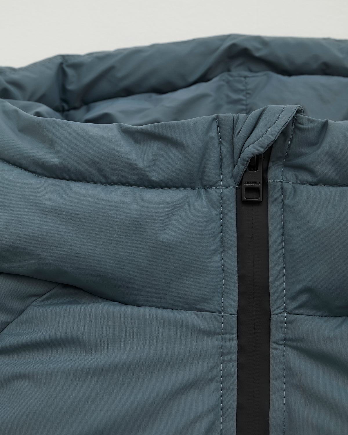 Funnel Neck Balloon Sleeve Down Puffer Jacket - Storm Blue