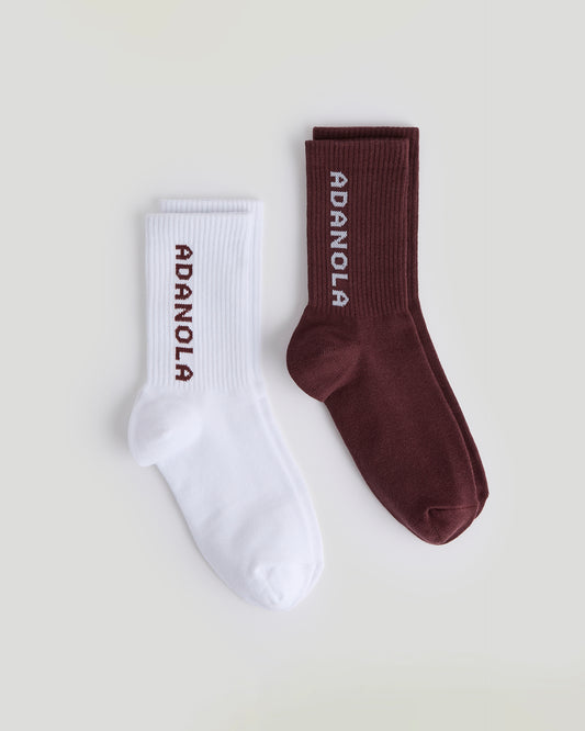 2 Pack Socks - Burgundy/White