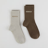 2 Pack Socks - Mocha Brown/Bone