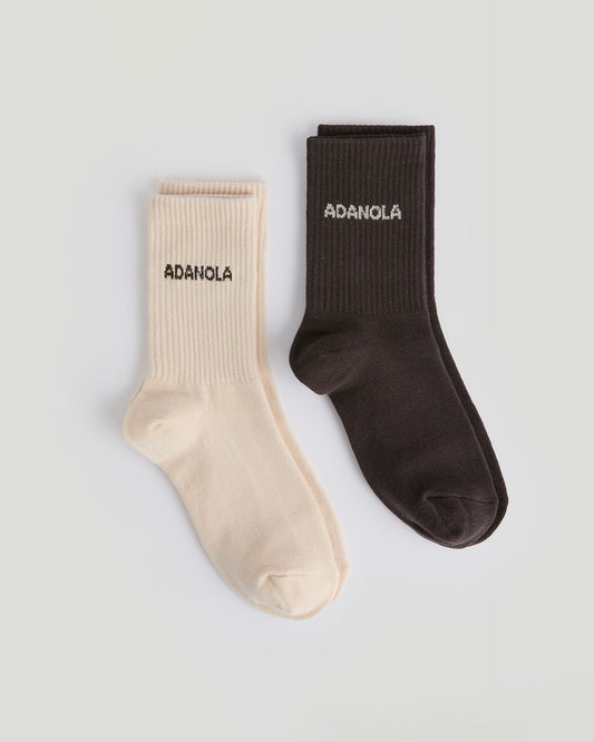 2 Pack Socks - Cream/Coffee Bean