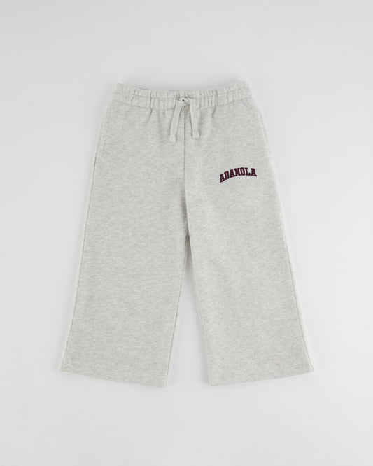 Mini Varsity Straight Leg Sweatpants - Light Grey Melange/Dark Cherry