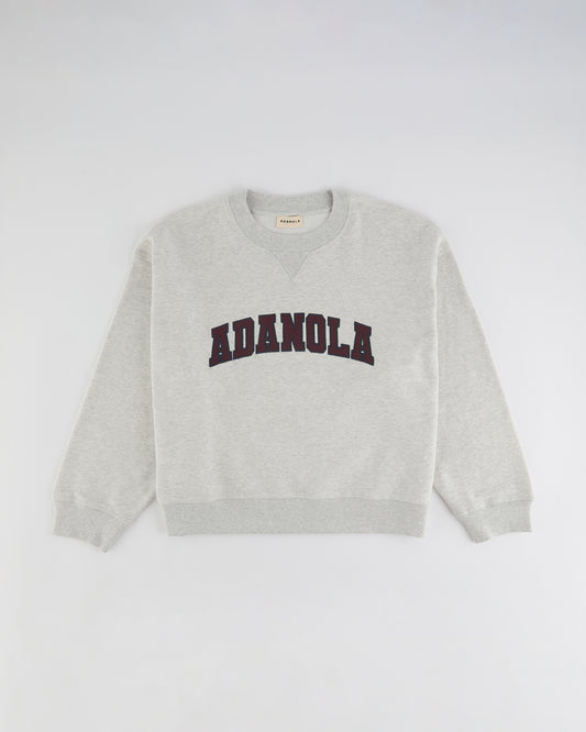 Mini Varsity Sweatshirt - Light Grey Melange/Dark Cherry
