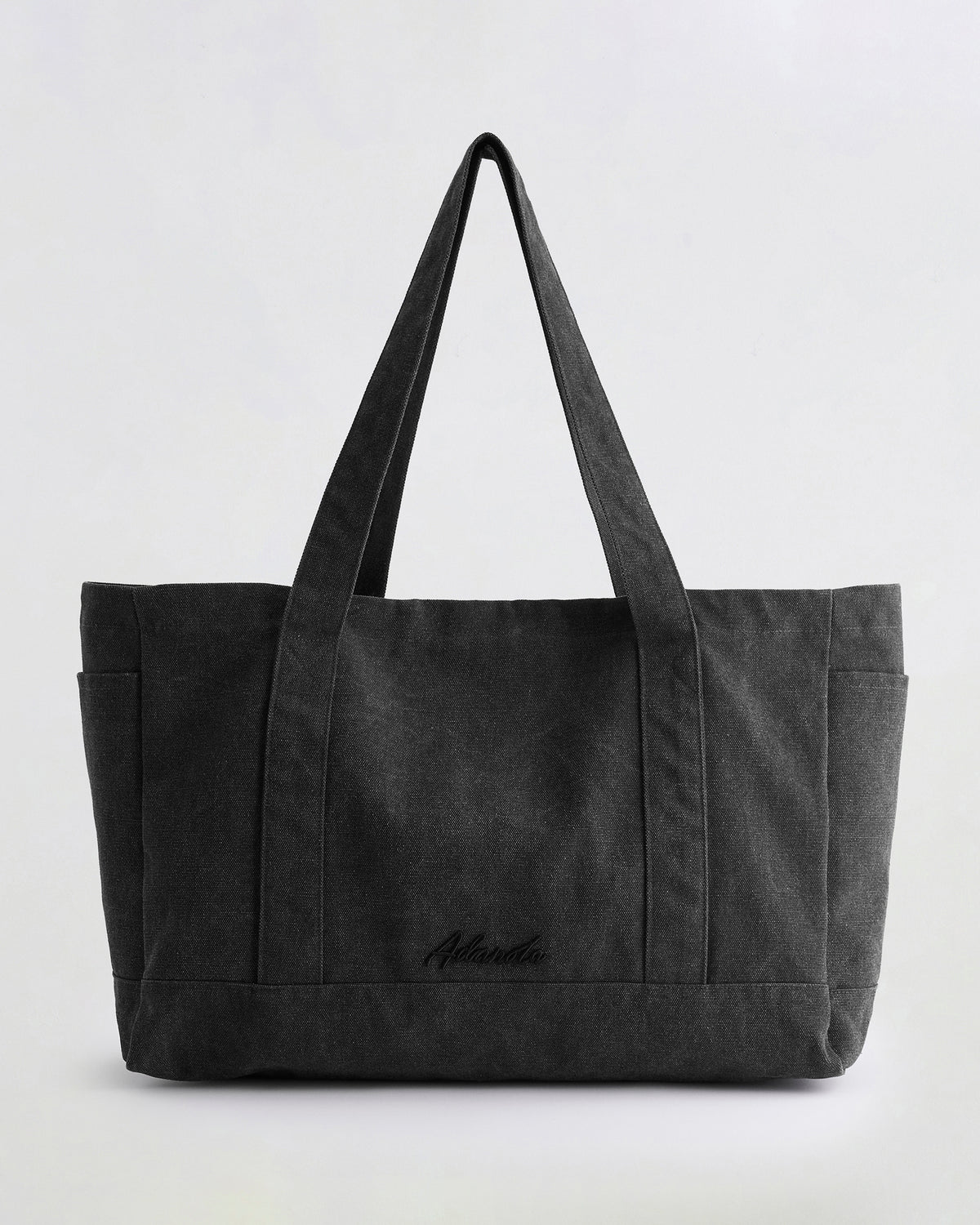 Script Washed Tote Bag - Graphite Grey