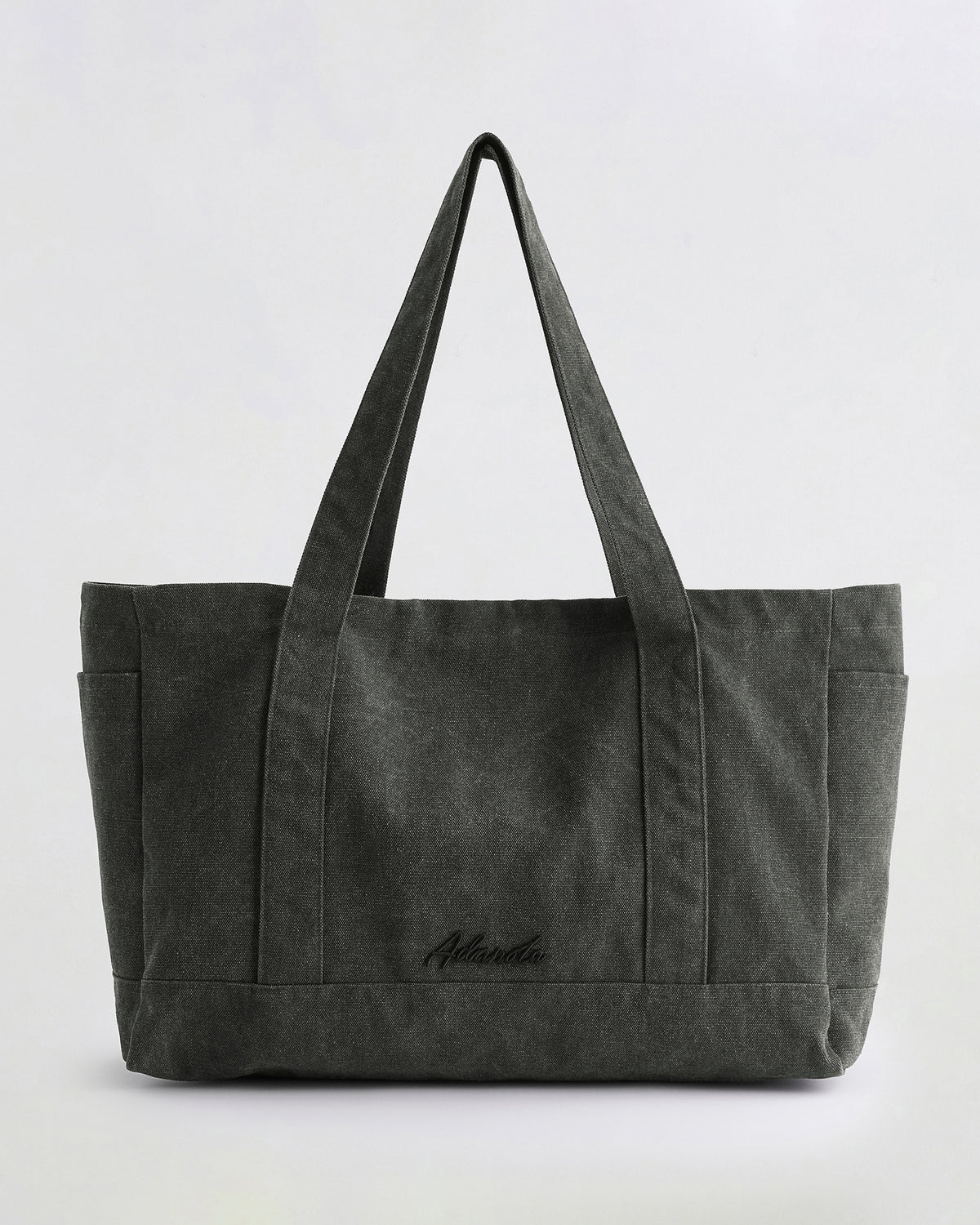 Script Washed Tote Bag - Graphite Grey