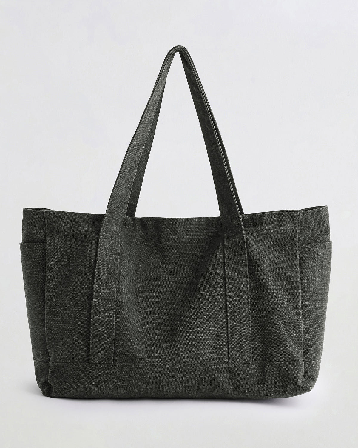 Script Washed Tote Bag - Graphite Grey