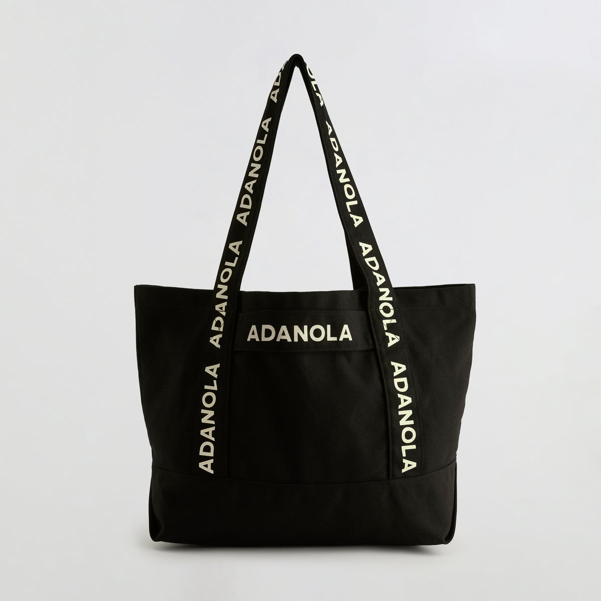 Branded Strap Tote Bag - Black/Cream