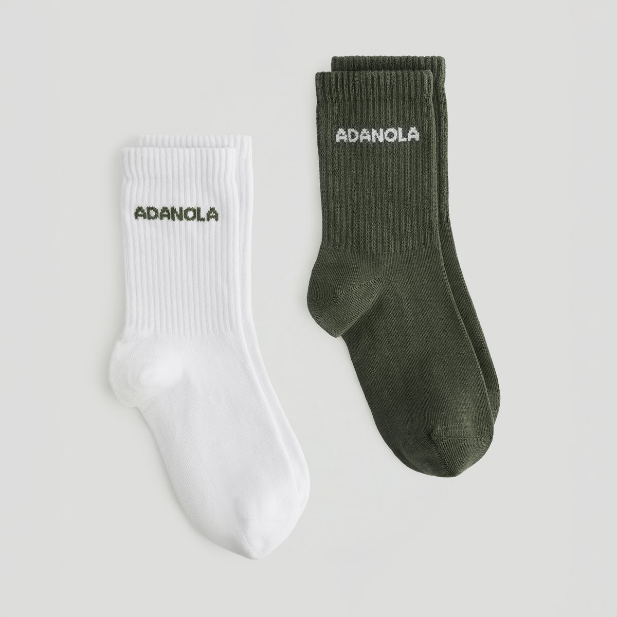 2 Pack Socks - Olive Green/White