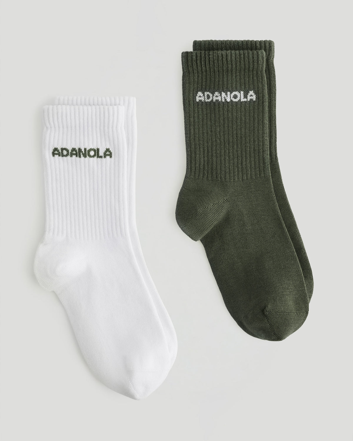 2 Pack Socks - Olive Green/White