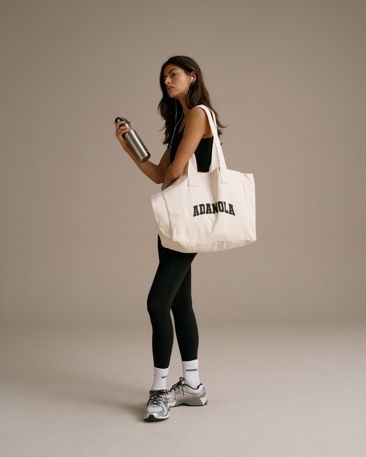 Varsity Tote Bag Cream Black