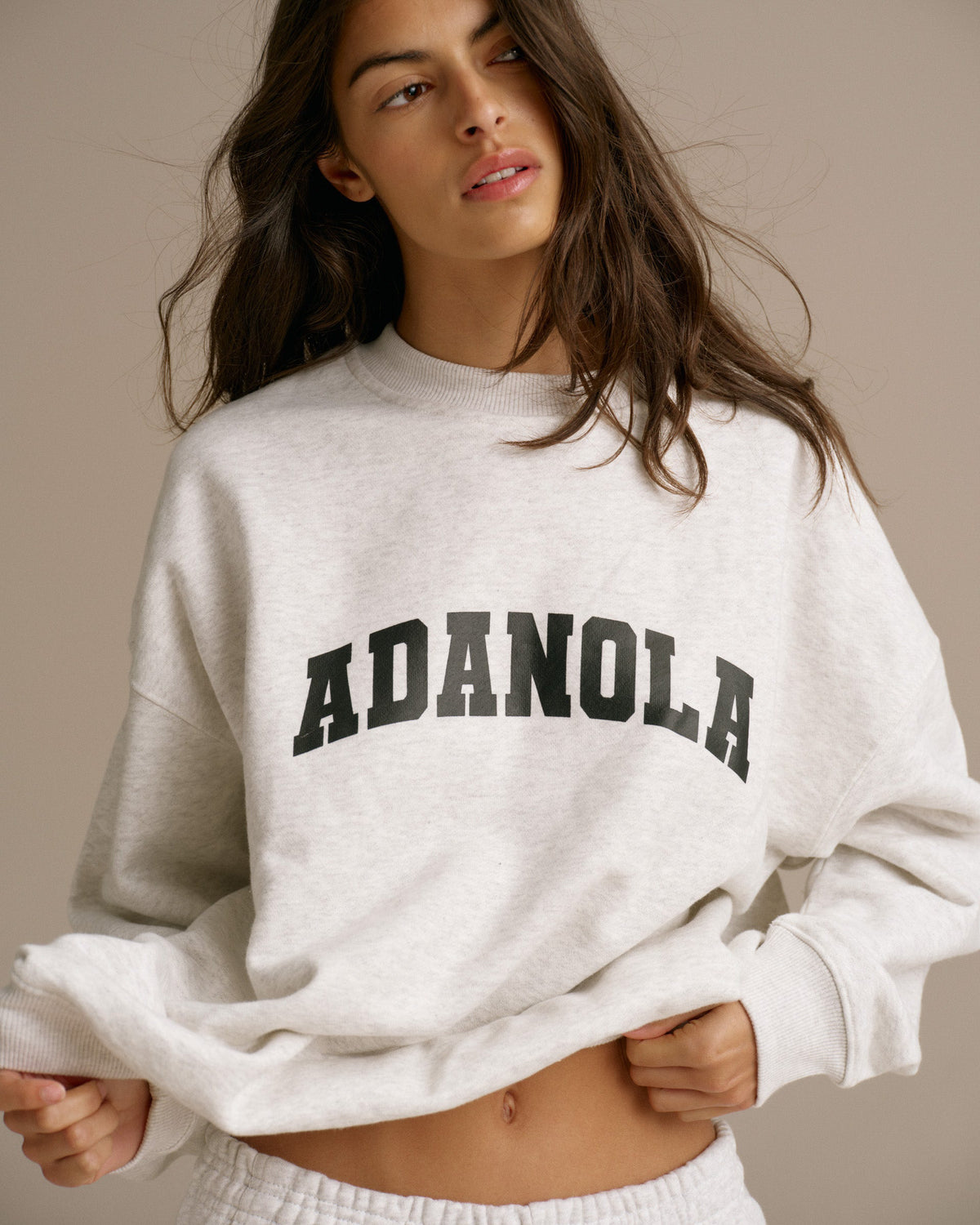 Varsity Oversized Sweatshirt Light Grey Melange Black