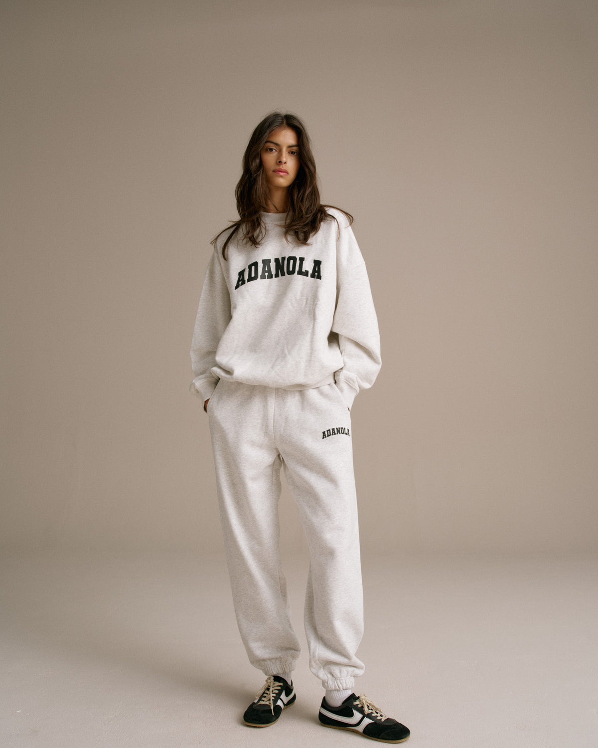 Varsity Sweatpants Light Grey Melange Black
