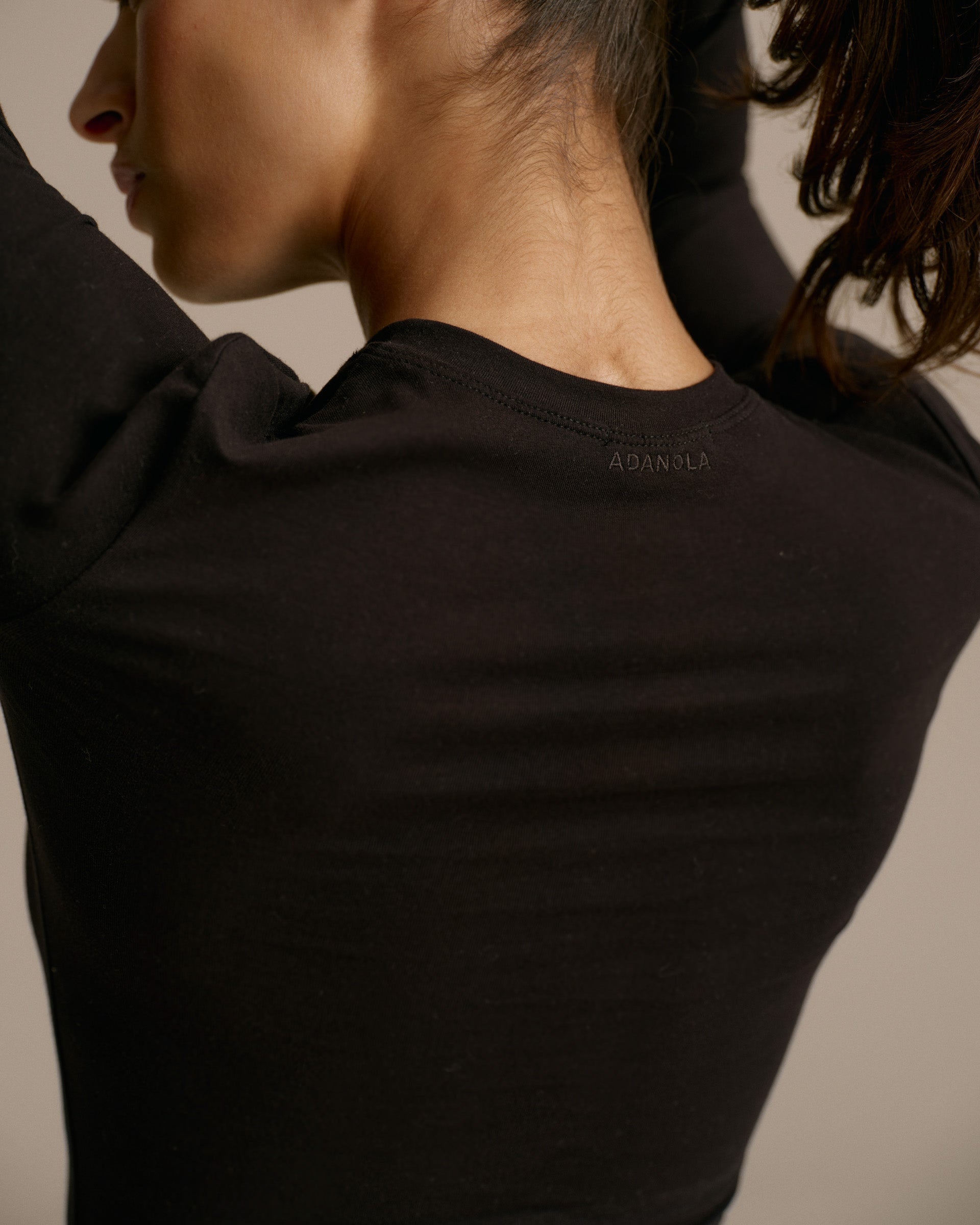 Cotton Long Sleeve Top - Black