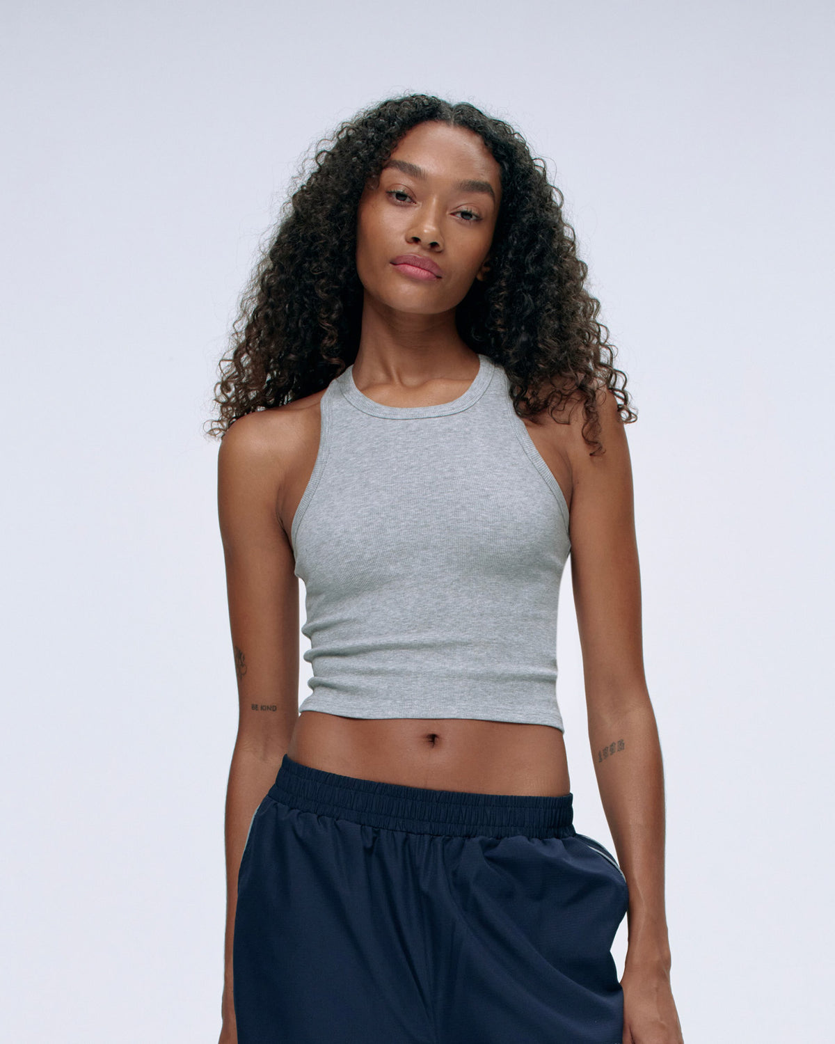 Rib Tank Top Light Grey Melange