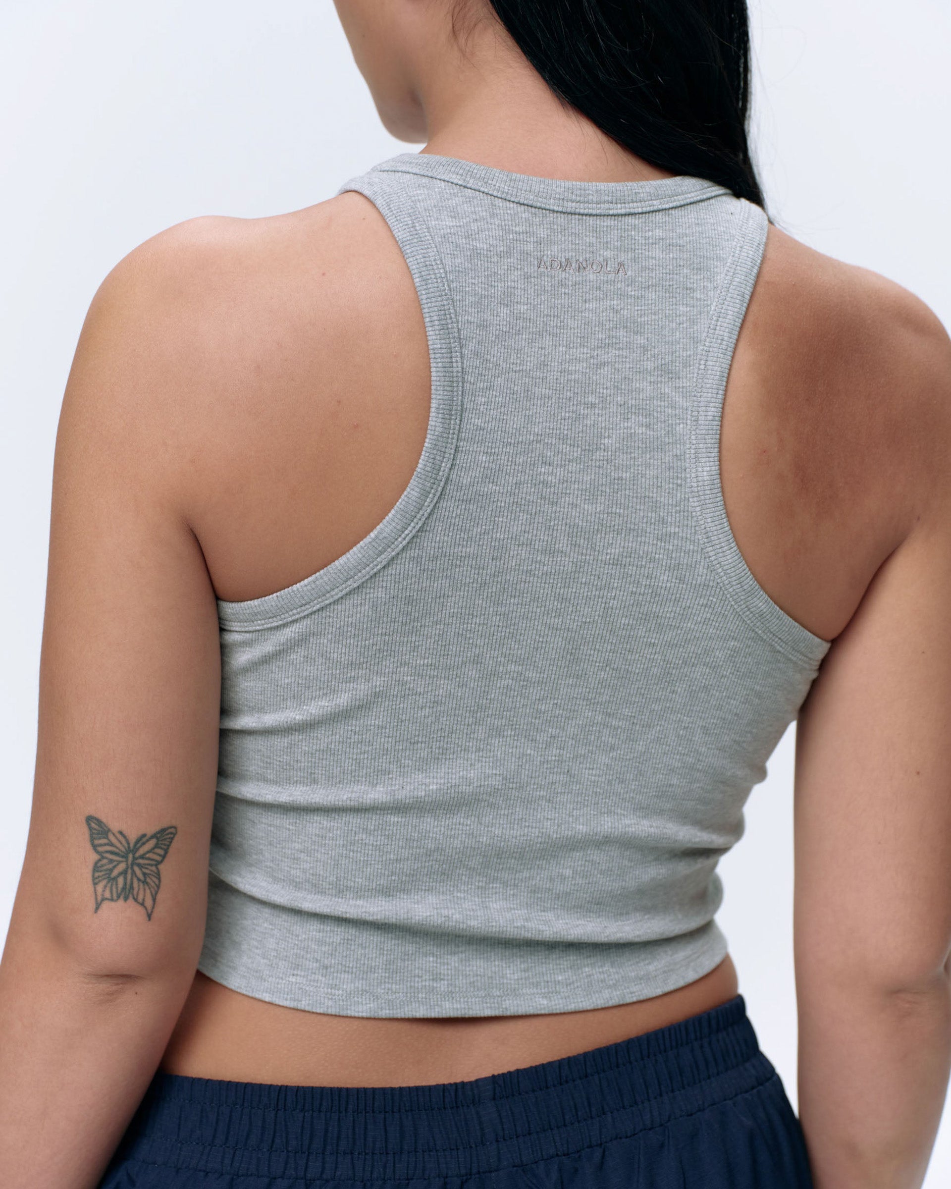 Rib Tank Top - Light Grey Melange – Adanola