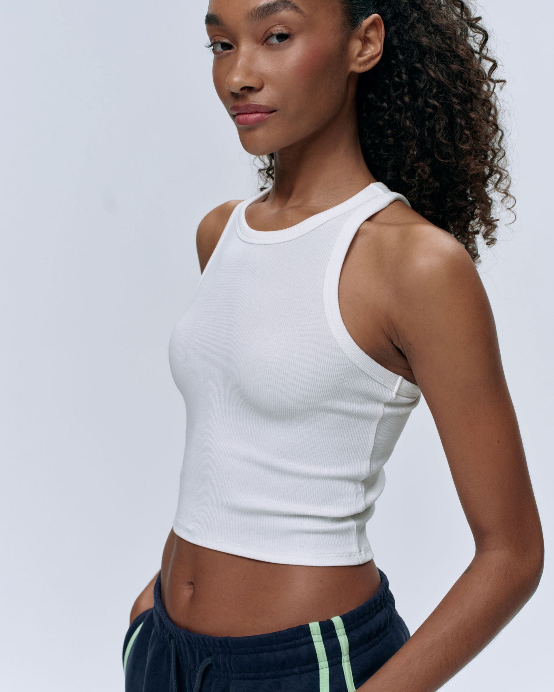 Rib Tank Top - White – Adanola
