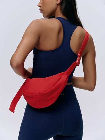 Branded Strap Crossbody Bag - Red