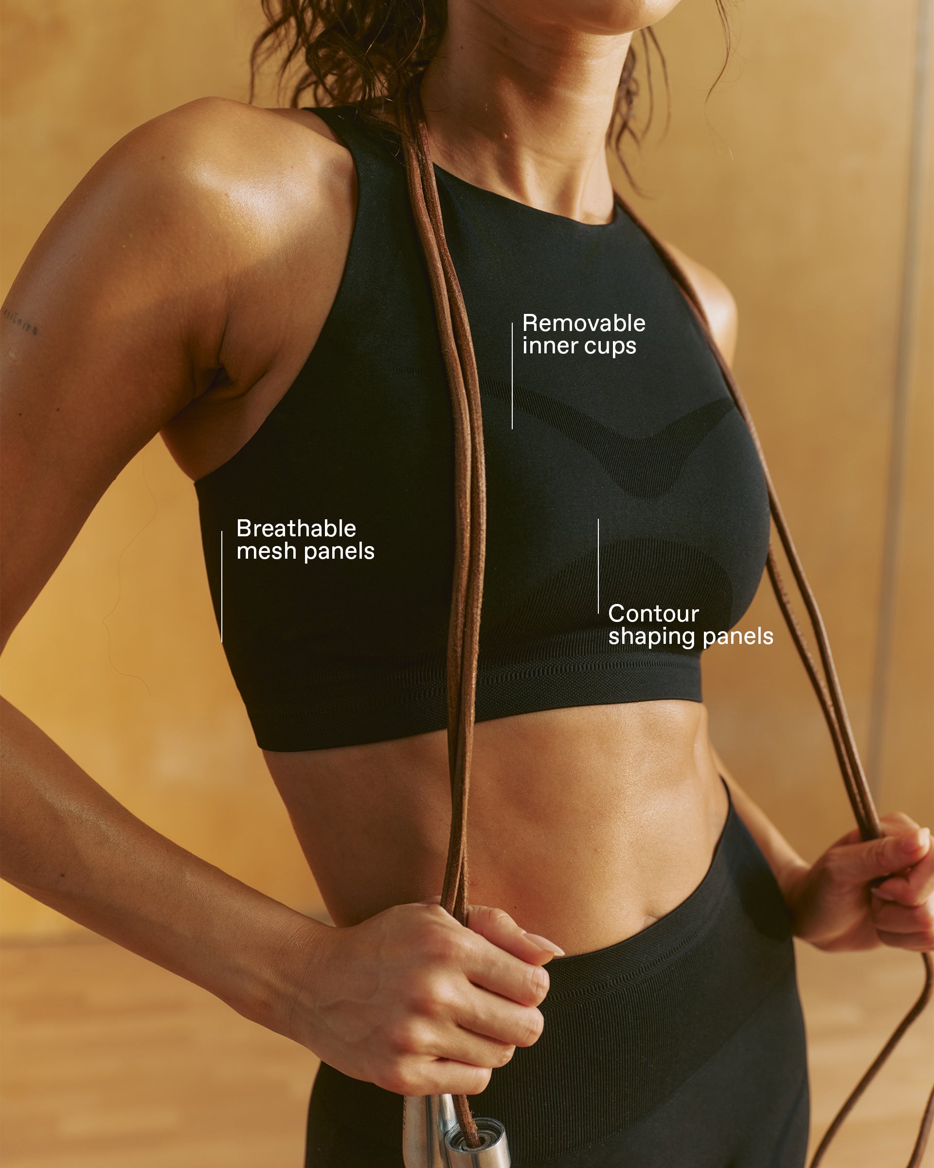 Seamless Racer Tank Bra - Black