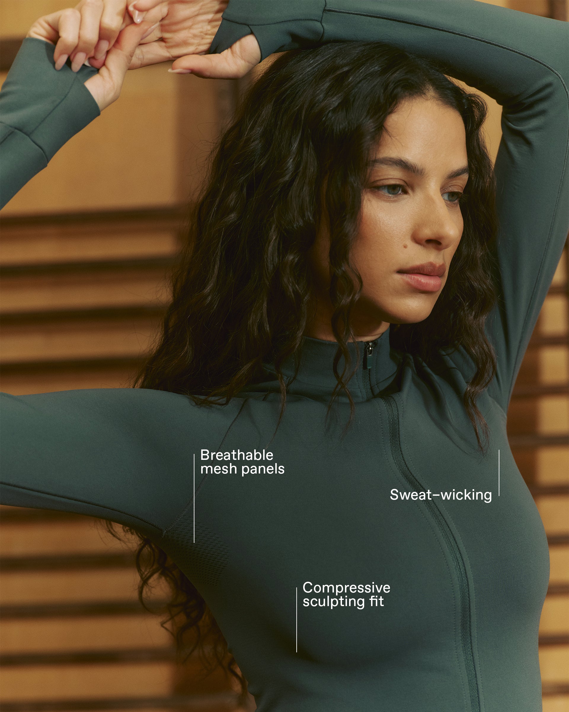 Seamless Zip Up Top - Sea Green