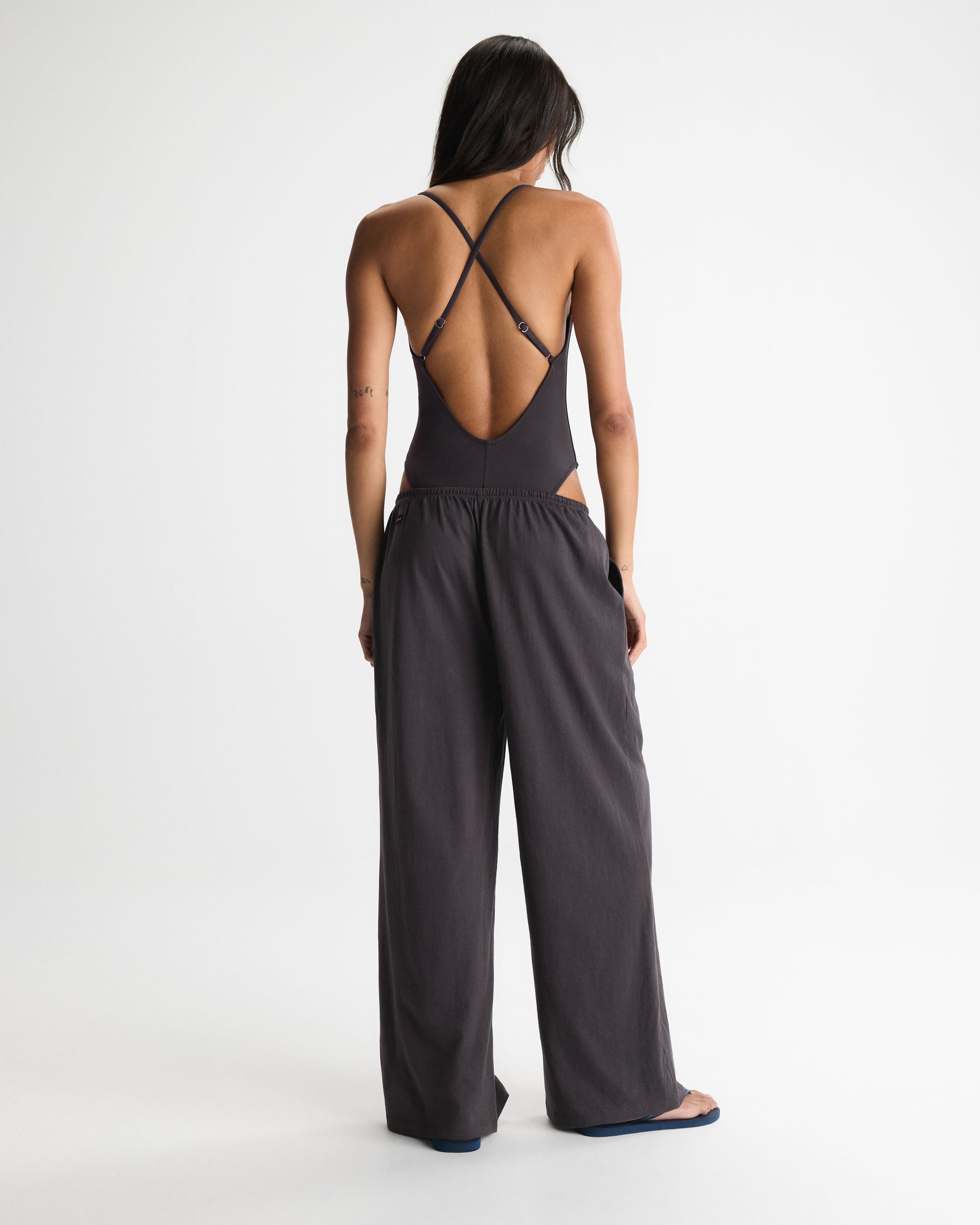 Slub Lounge Trousers - Coffee Bean