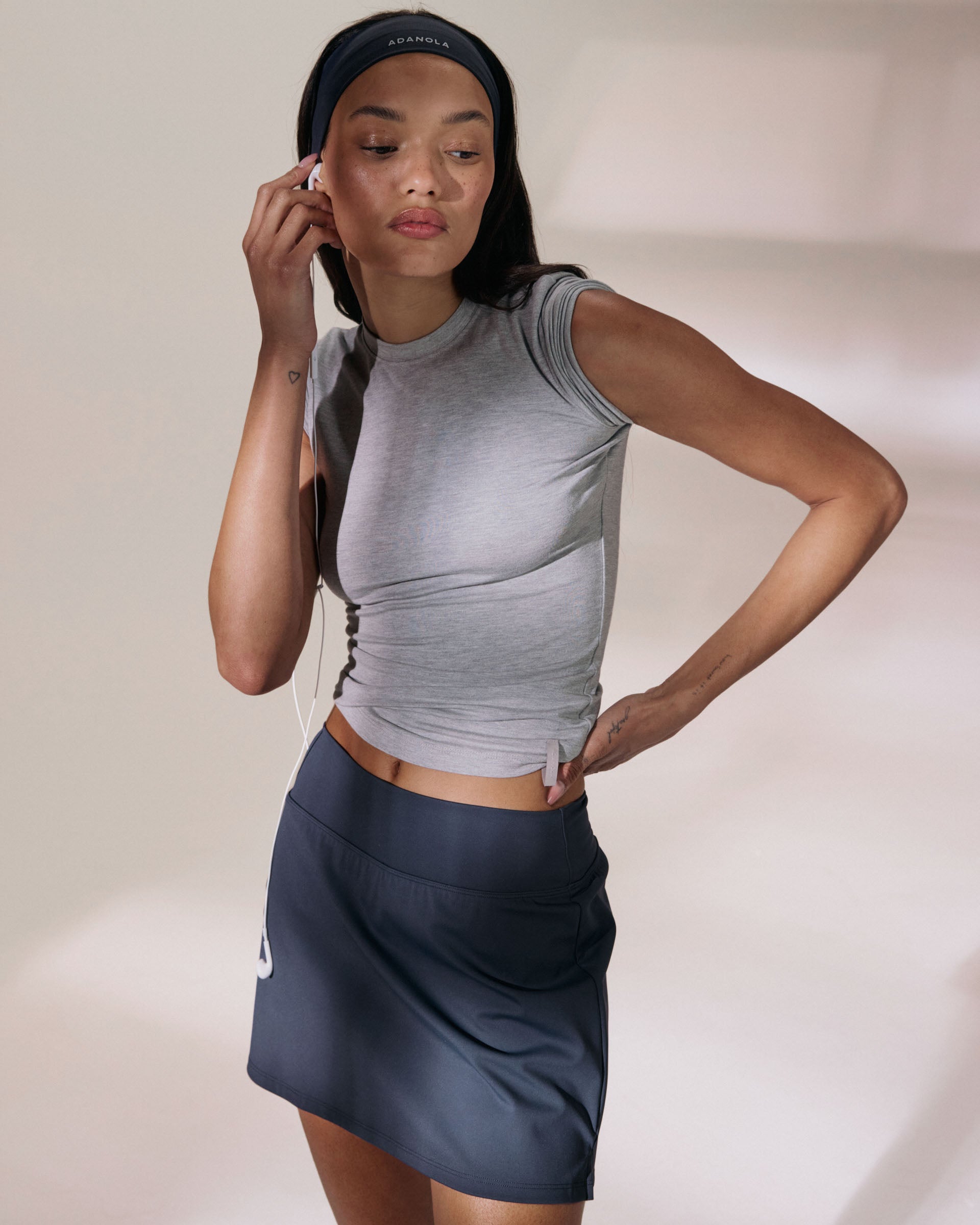 Soft Modal Short Sleeve Top - Light Grey Melange