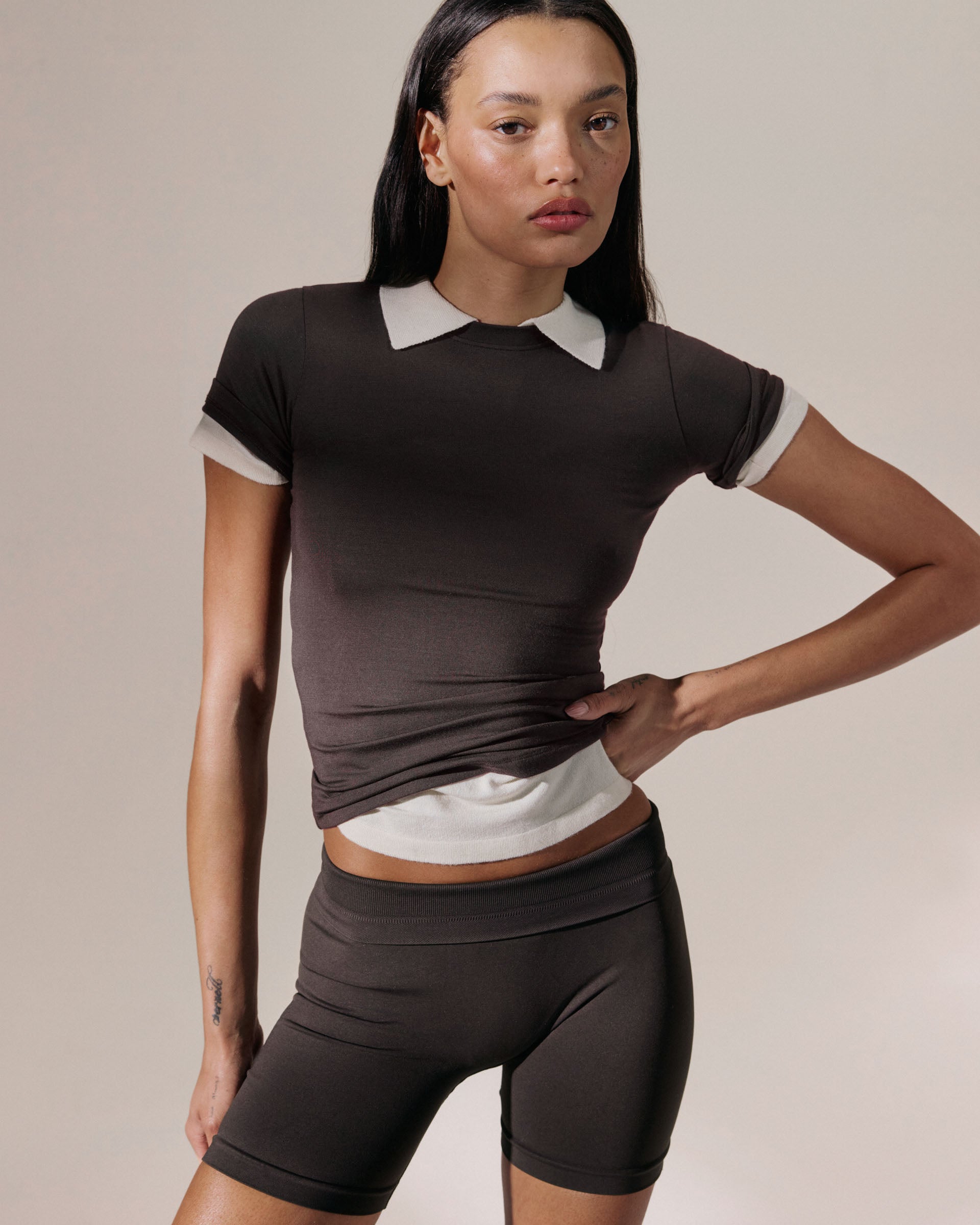 Soft Modal Short Sleeve Top - Coffee Bean