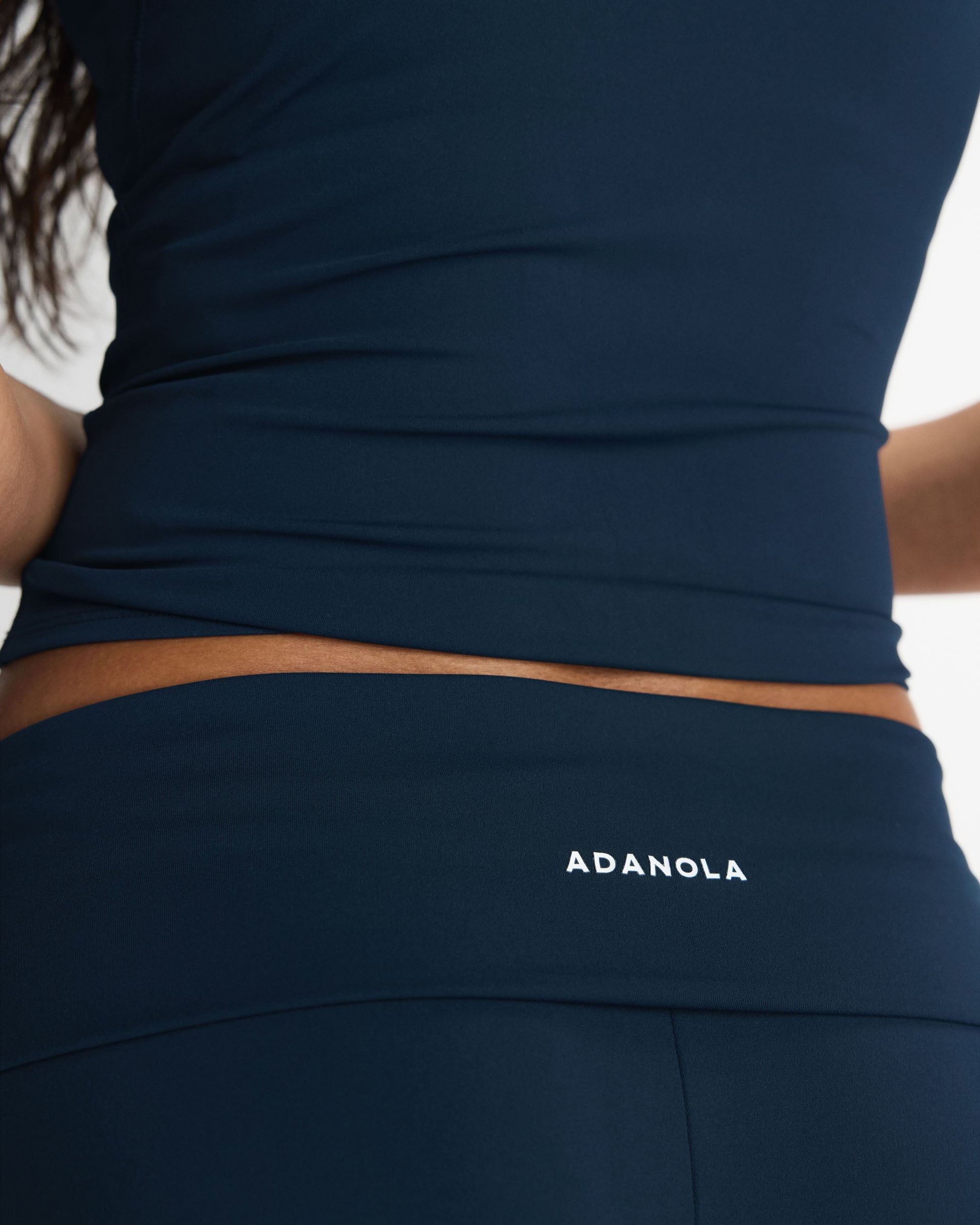 Fold Over Wide Leg Yoga Pants - Navy Blue – Adanola